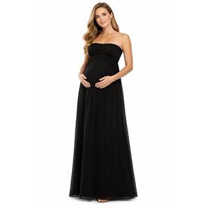 Mimi Maternity Black Strapless Formal Maxi Dress Size M Modern